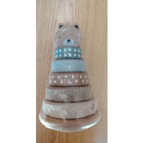   Jollein Wooden Rocking Ring Stacker (Jungle Jambo) fából készült készségfejlesztő toronyépítő játék