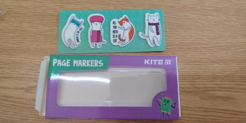 Kite márkájú, macskás grafikával ellátott öntapadós oldaljelölő készlet