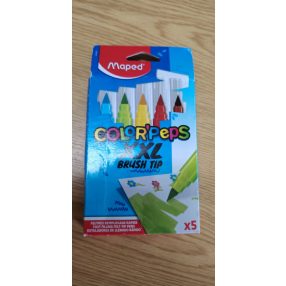   Maped Color Peps XXL kimosható, ecsetjellegű vastag filctoll készlet, 5 szín