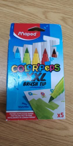 Maped Color Peps XXL kimosható, ecsetjellegű vastag filctoll készlet, 5 szín