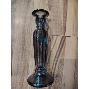 Füstszinű gyertyatartó 22 cm magas