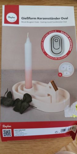 Rayher márkájú, oval alakú szilikon öntőforma gyertyatartók készítéséhez