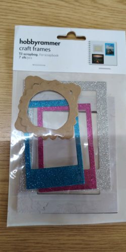 7 darabos, csillogó és mintás scrapbook keretek