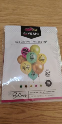 OhYeah! márkájú, „Felices 40” feliratú, 10 darabos vegyes színű - 40. születésnapra