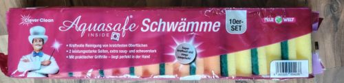 Clever Clean Aquasafe Inside Schwämme márkájú, 10 darabos konyhai mosogatószivacs-készlet