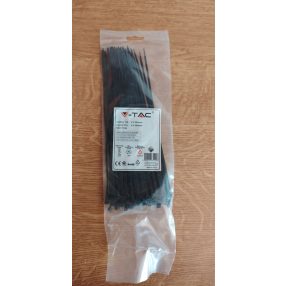   V-TAC fekete, műanyag gyorskötöző 2.5x200mm, 100db/csomag - SKU 11164