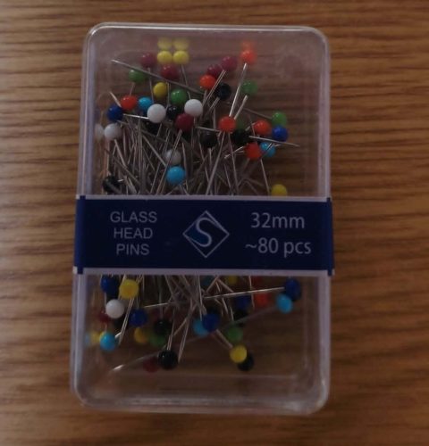 Üvegfejű gombostű - vasalható - 80 db-os