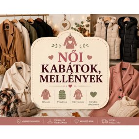 Női kabátok, mellények, sapkák, sálak